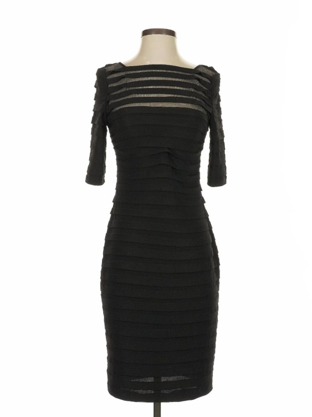 Adrianna Papell Shutter Pleat Mesh Cocktail Dress - Size 4 - Like New